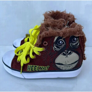 Heelys Kids Mid Top Side Zip Lace Up Zoo Crew Skate Sneakers Shoes Brown Sz 2
